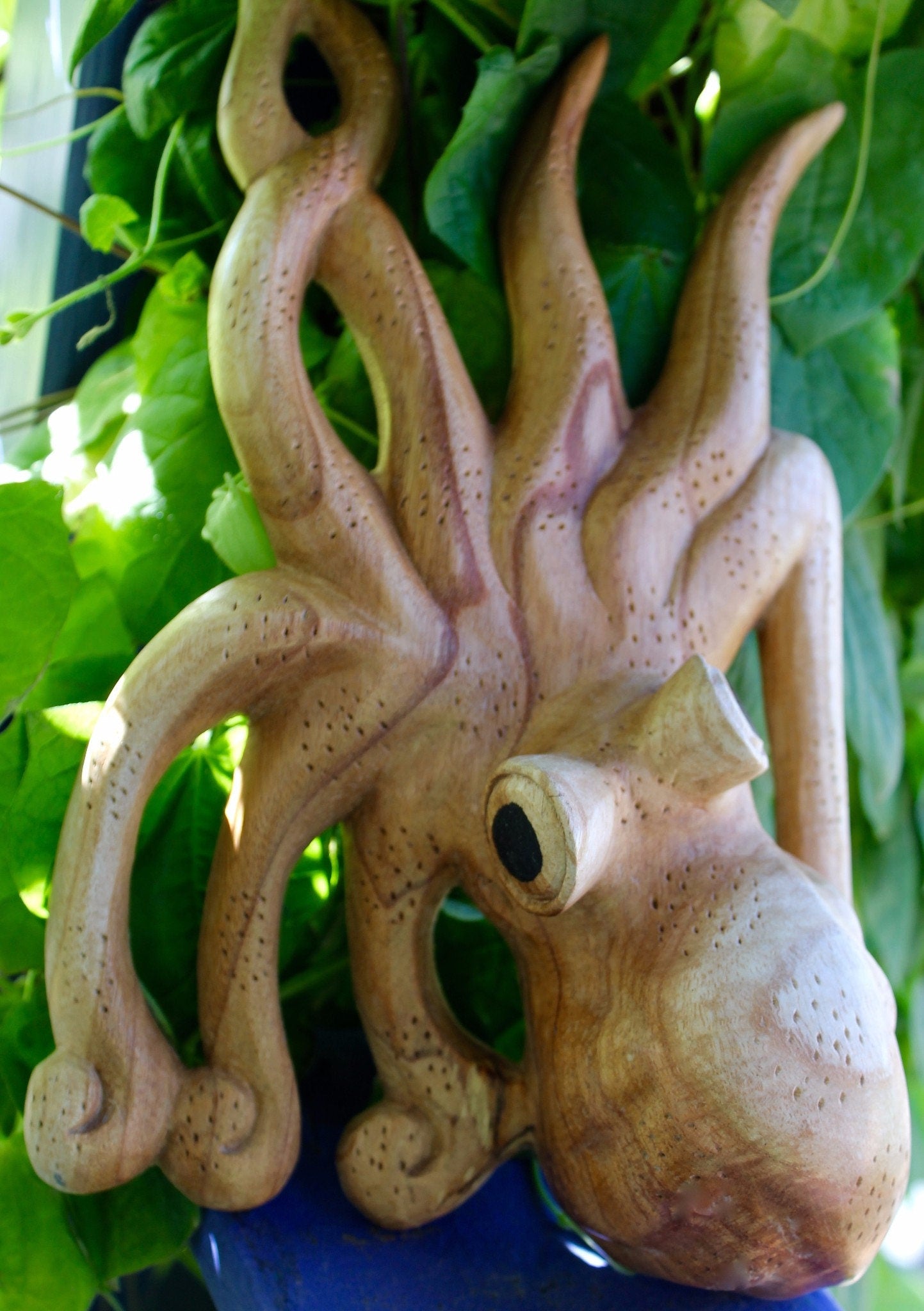 Octopus Sea-life Cephalopod Kraken Statue wood carving Sculpture Bali Wall art