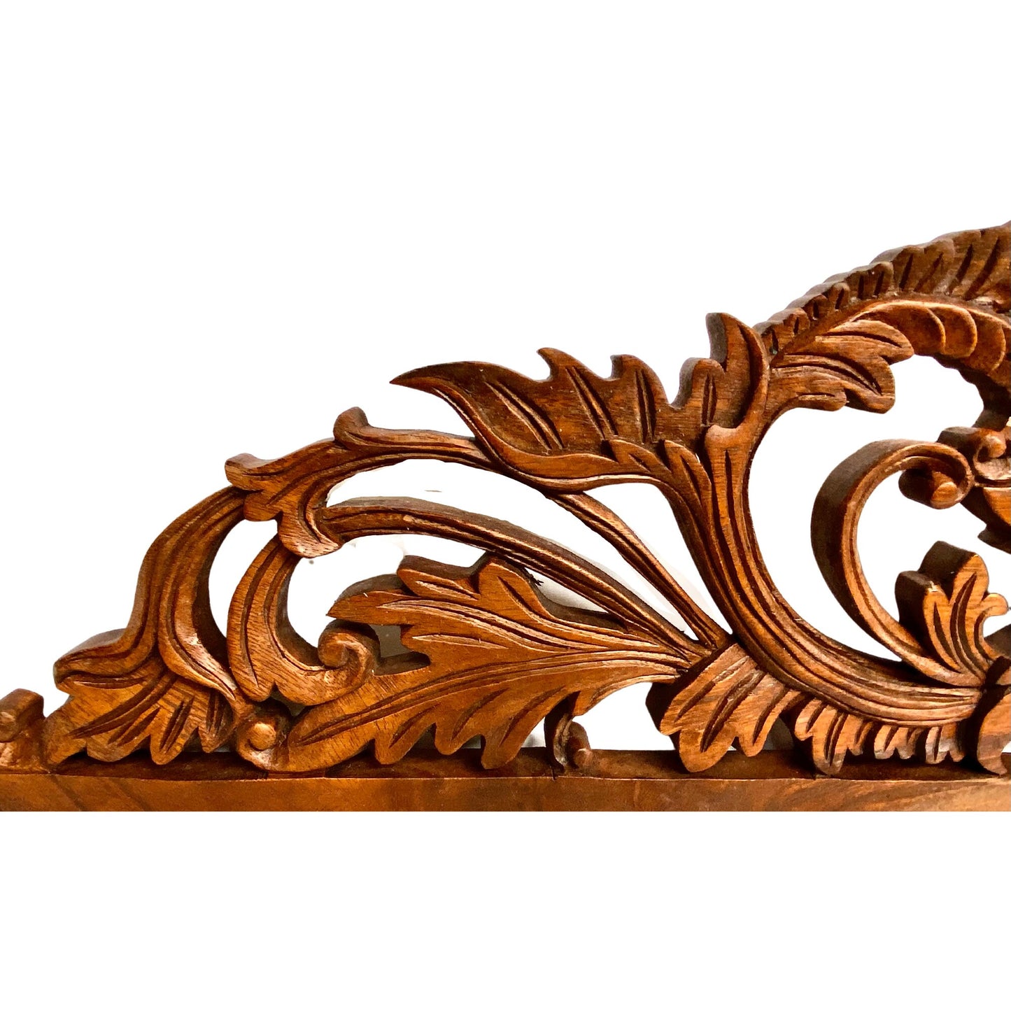 Padma Sacred Lotus Hand Carved Wood Relief Architectural Panel Wall Art Decor Sculpture Balinese Art