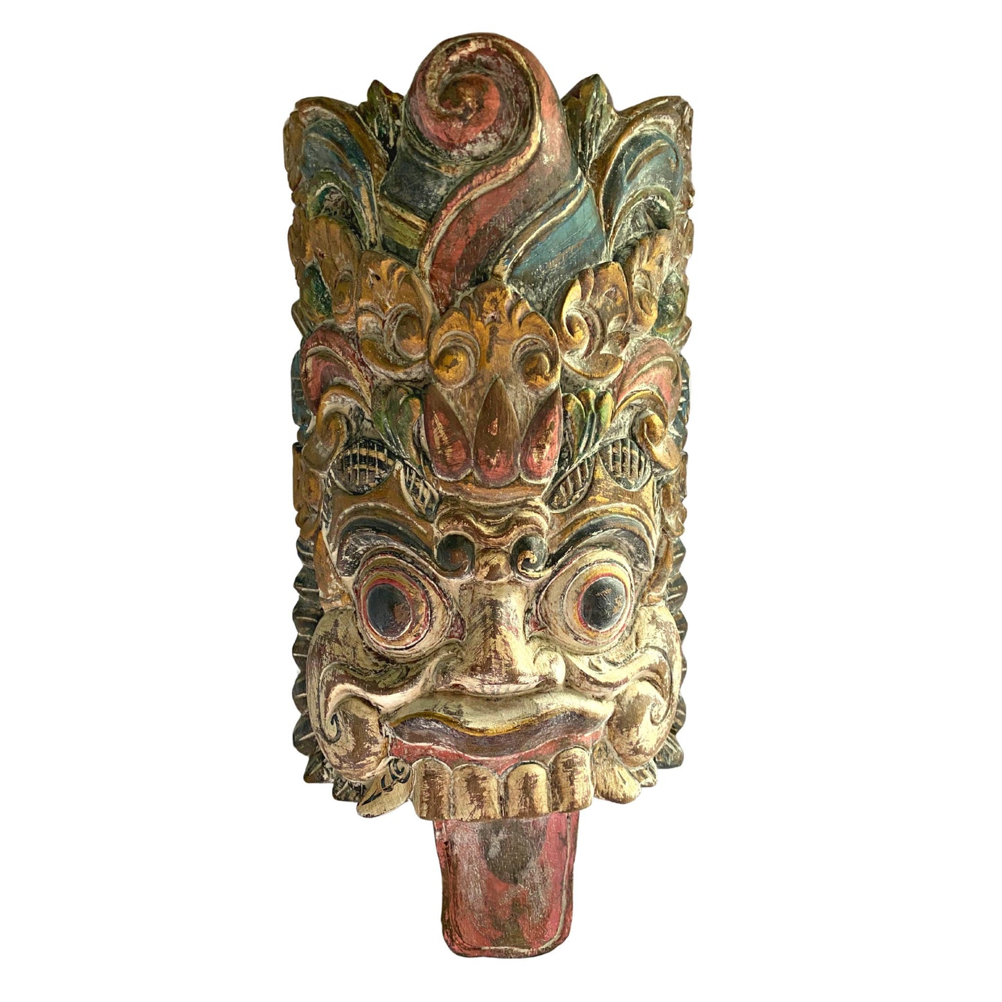 Balinese Boma Demon Mask: Hand-Carved Rakshasa Guardian Wall Decor, Bali folk Art