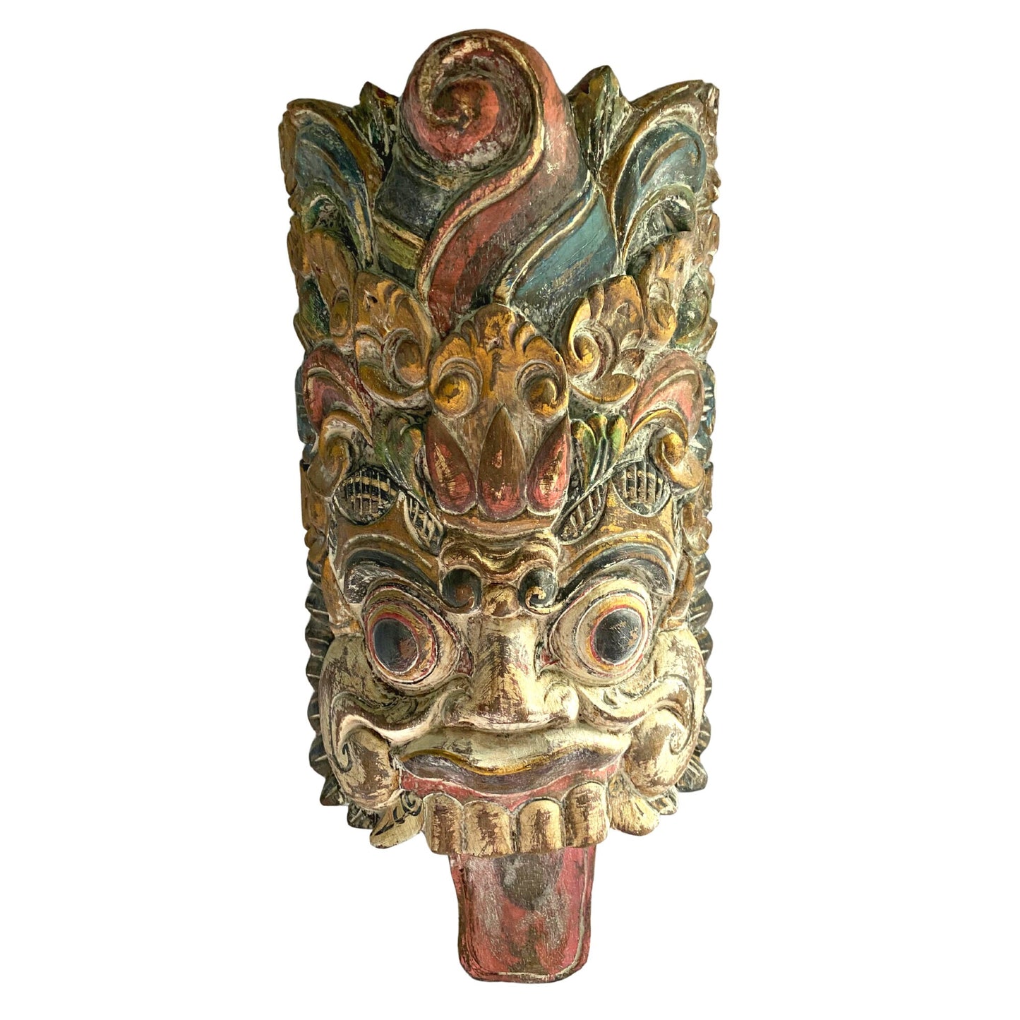 Balinese Boma Demon Mask: Hand-Carved Rakshasa Guardian Wall Decor, Bali folk Art
