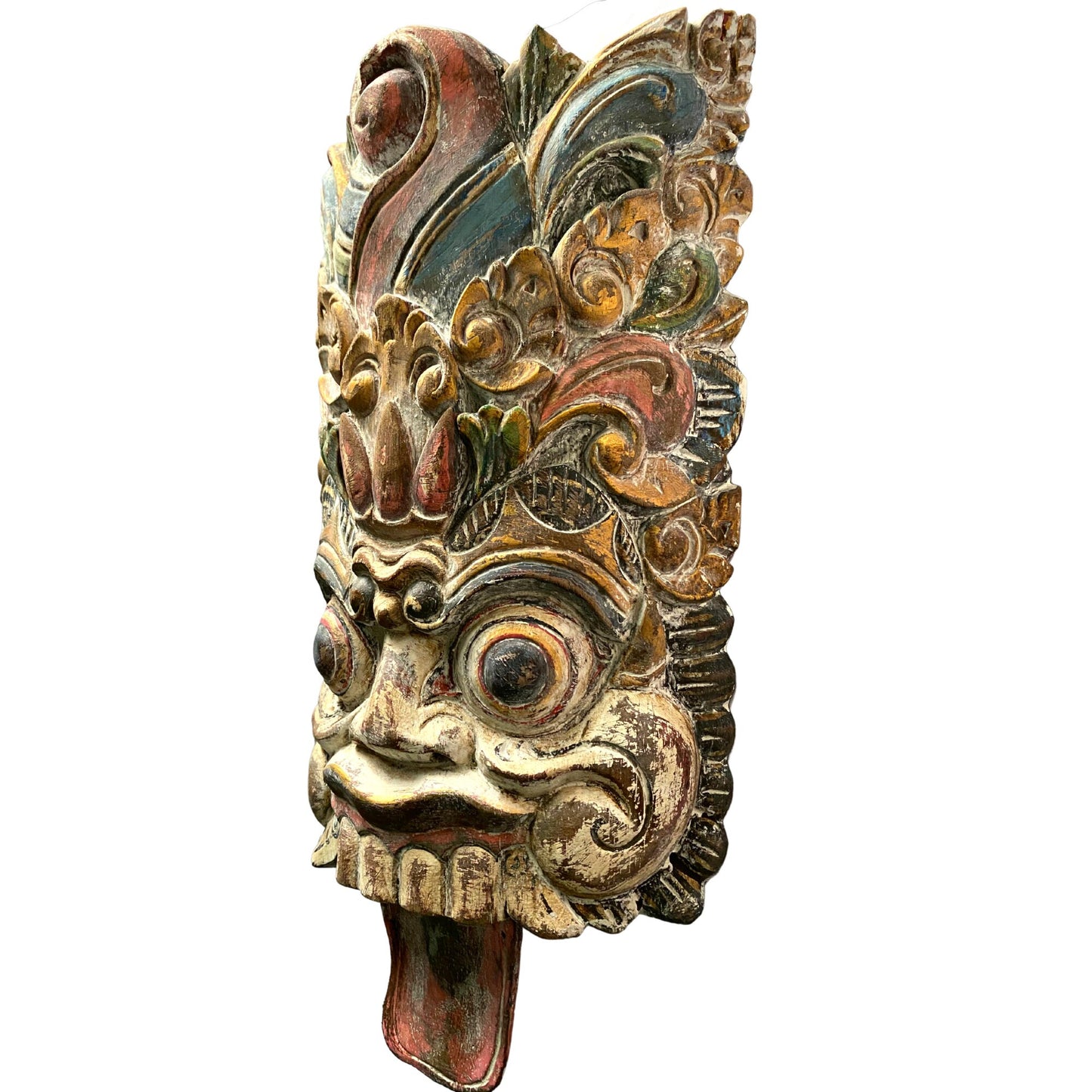 Balinese Boma Demon Mask: Hand-Carved Rakshasa Guardian Wall Decor, Bali folk Art