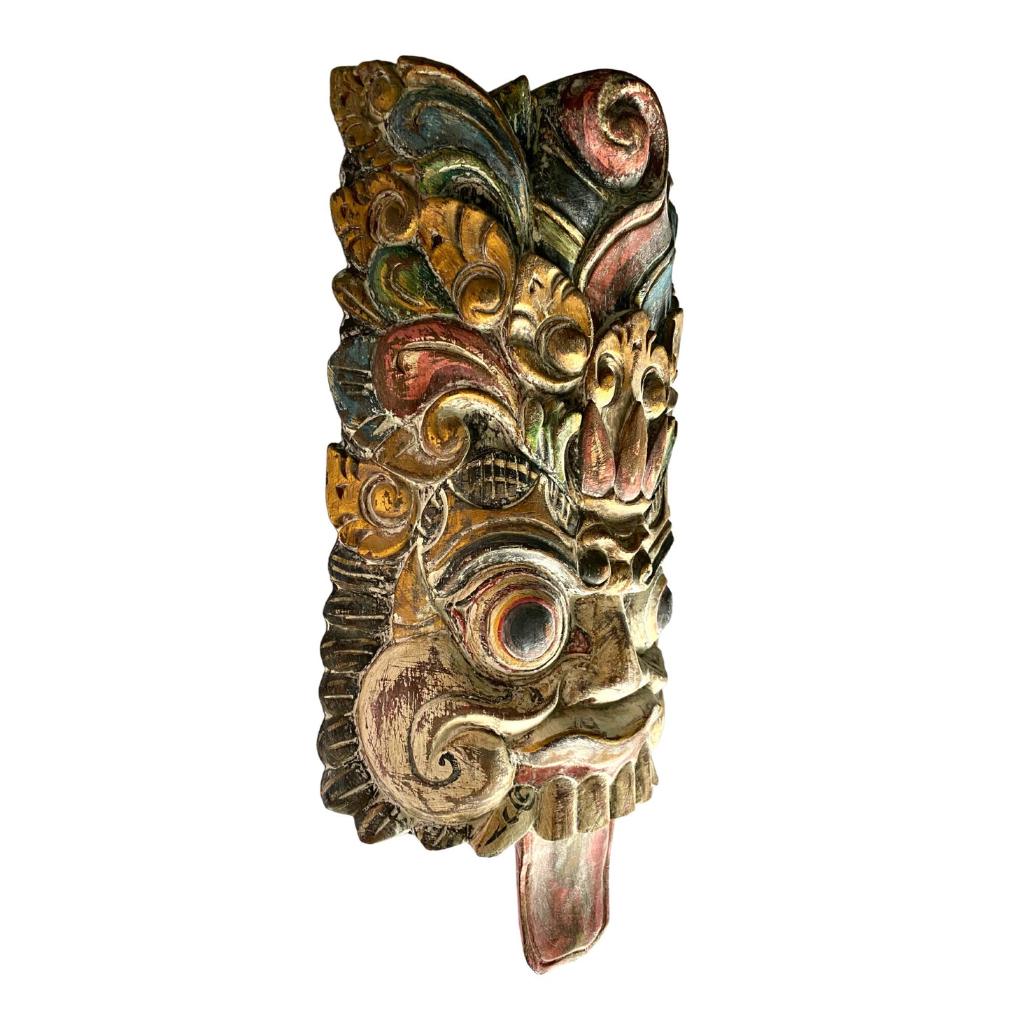 Balinese Boma Demon Mask: Hand-Carved Rakshasa Guardian Wall Decor, Bali folk Art