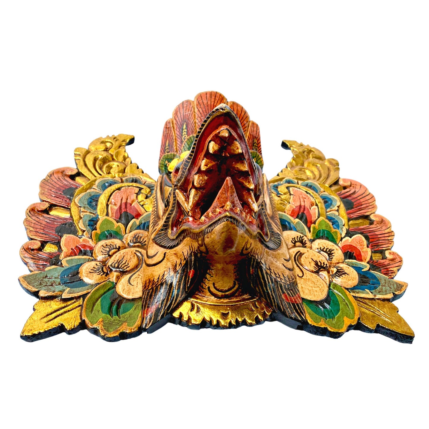 Balinese Mask Garuda Eagle Mask Protector Polychrome Hand Carved wood Carving Bali Folk Art Wooden Mask Wall Decor - Acadia World Traders