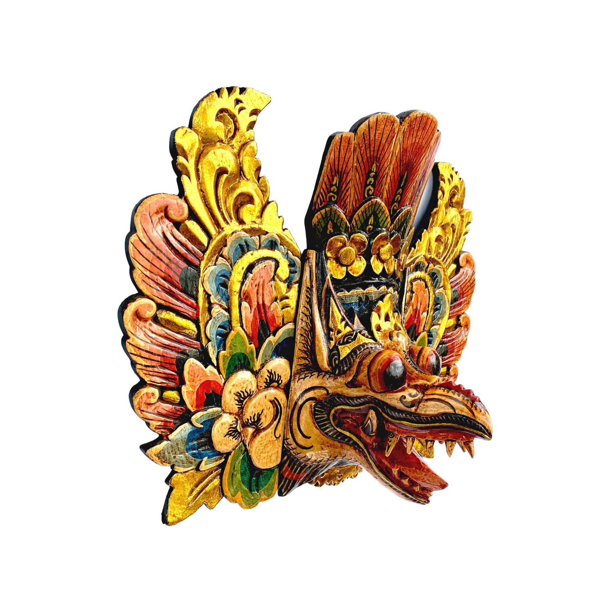 Balinese Mask Garuda Eagle Mask Protector Polychrome Hand Carved wood Carving Bali Folk Art Wooden Mask Wall Decor - Acadia World Traders
