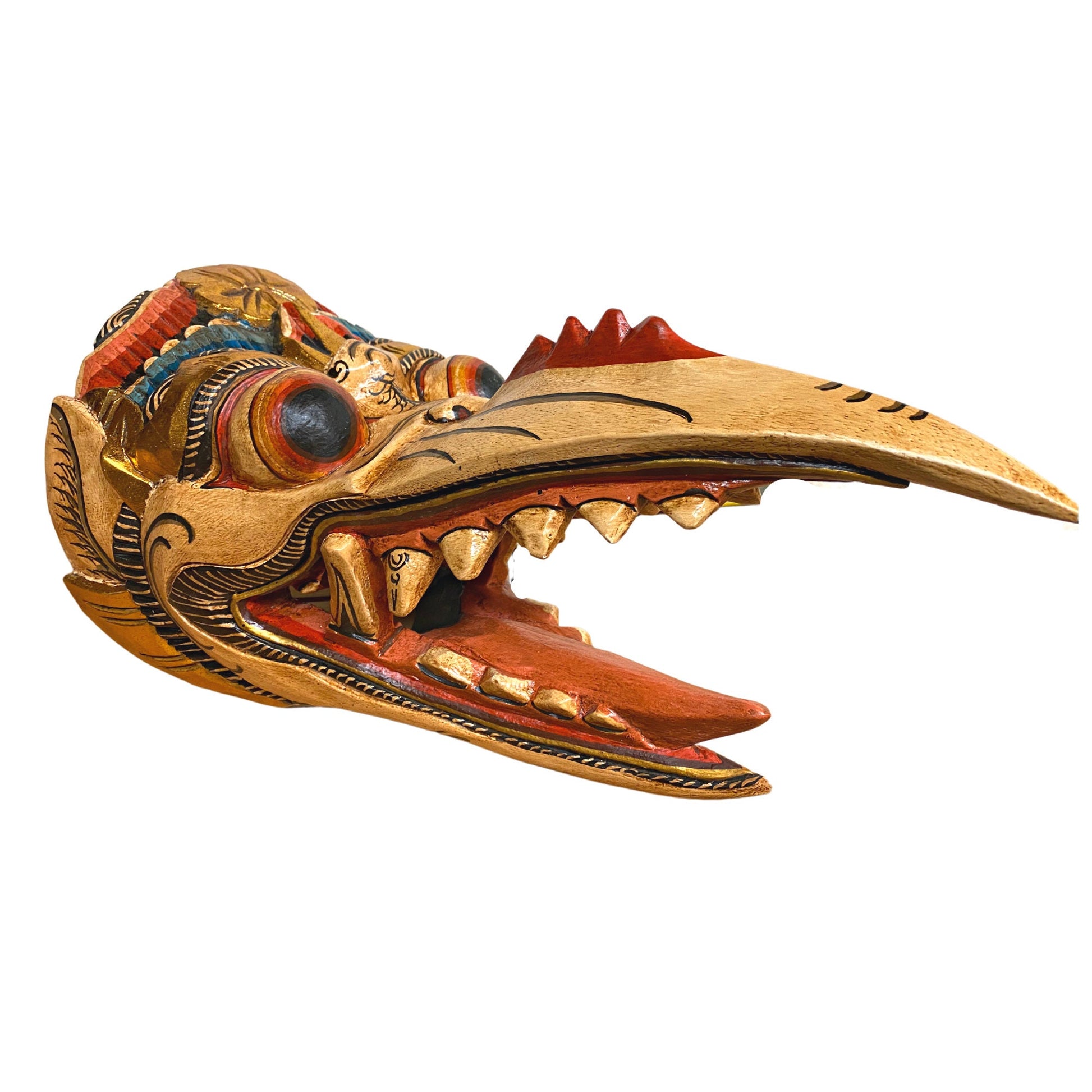 Balinese Garuda Mythical Hindu Eagle Mask Protector Hand Wall Decor Carved Wood Carving Bali Folk  Art Indonesian - Acadia World Traders