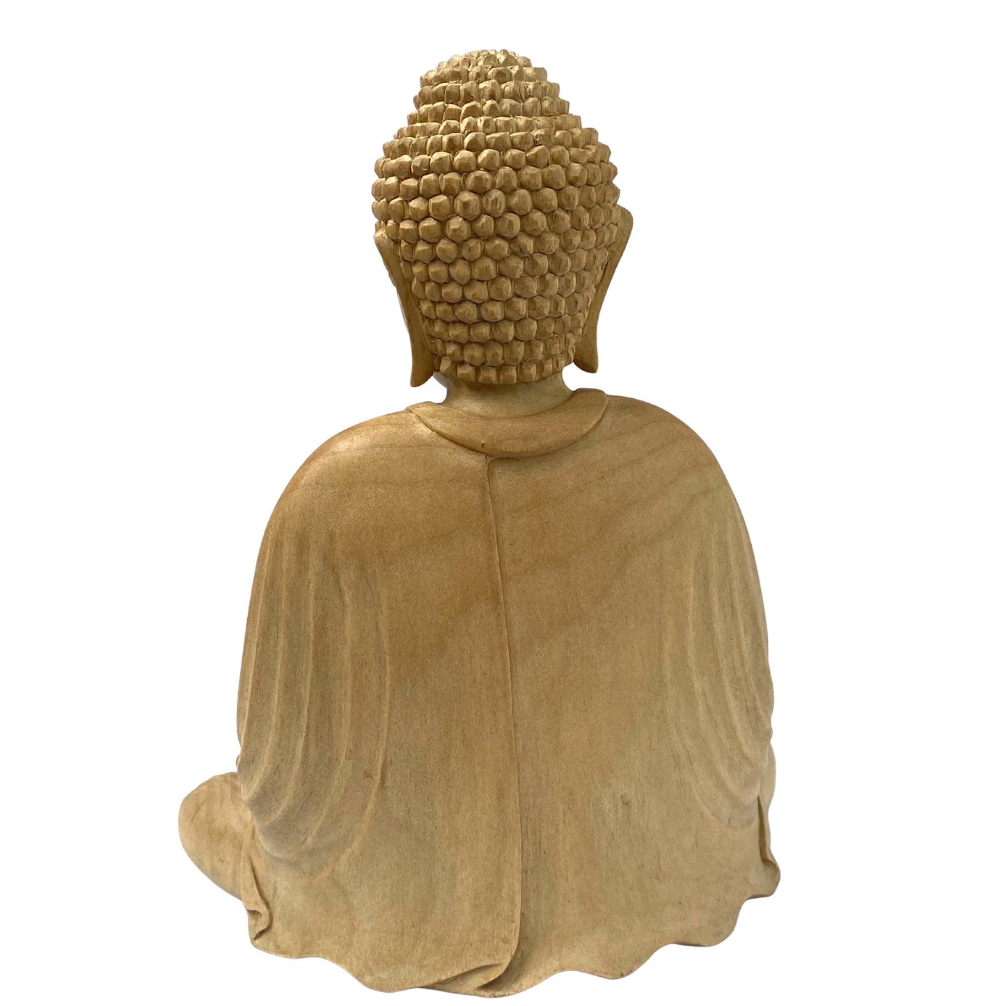 Meditating Buddha Statue Wishing Jewel Mudra hand Carved wood Sculpture Bali Art wood carving 8.75