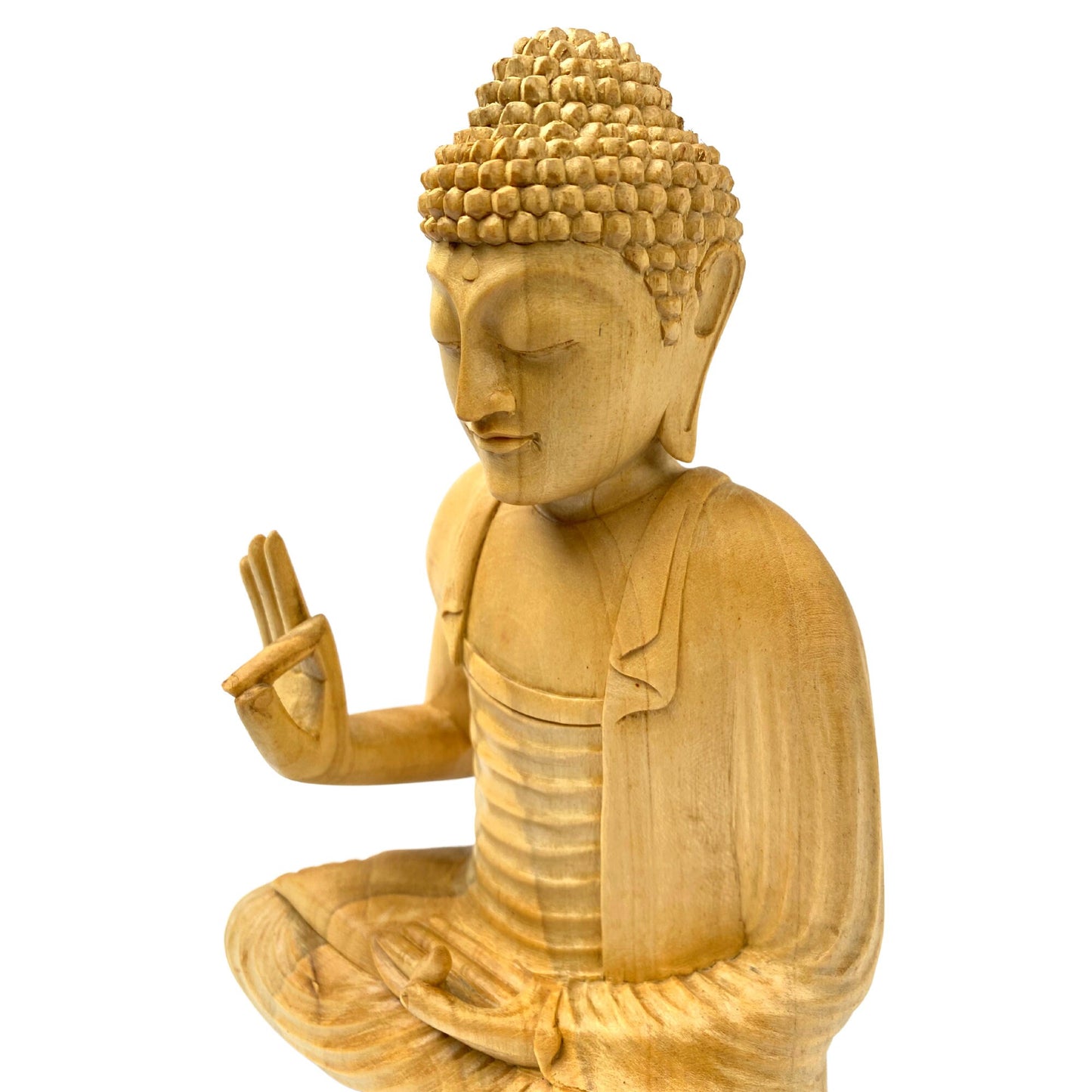 Teaching Buddha statue Dharma Wheel chakra Hand Carved Wood carving Sculpture Bali Art