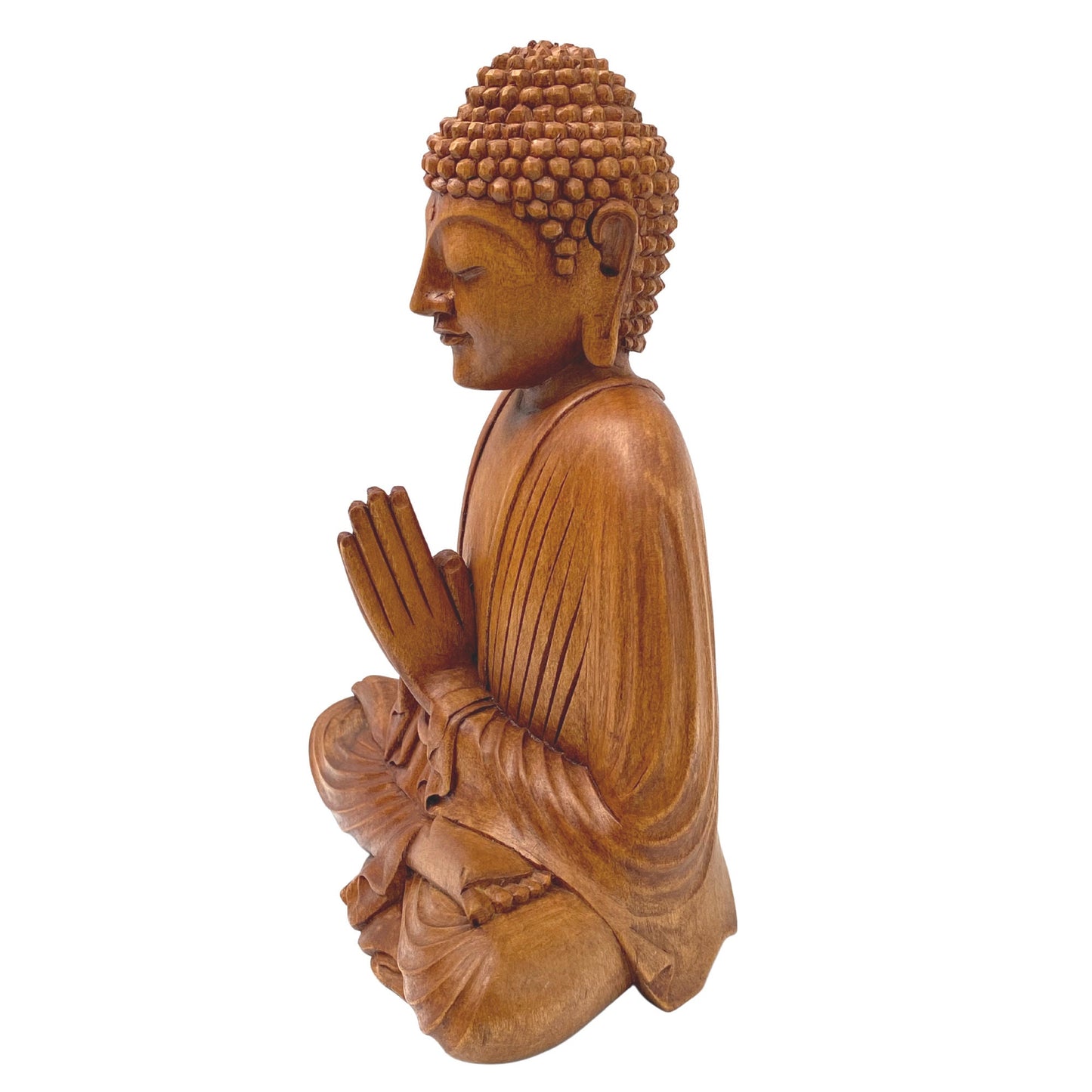 Namaste&#39; Blessing Gautama Buddha Sculpture Handmade Hand Carved wood carving Statue Balinese Buddhist Art
