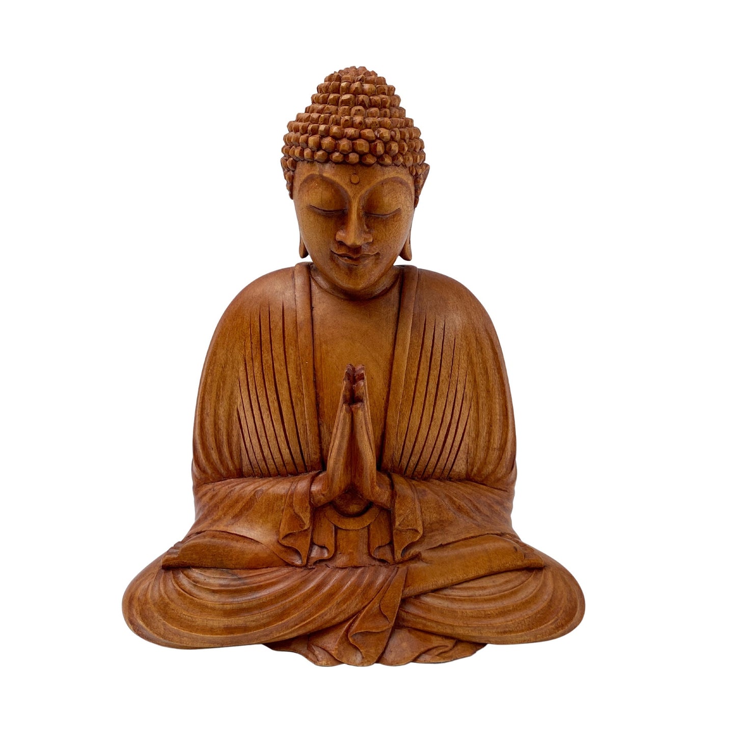 Namaste&#39; Blessing Gautama Buddha Sculpture Handmade Hand Carved wood carving Statue Balinese Buddhist Art