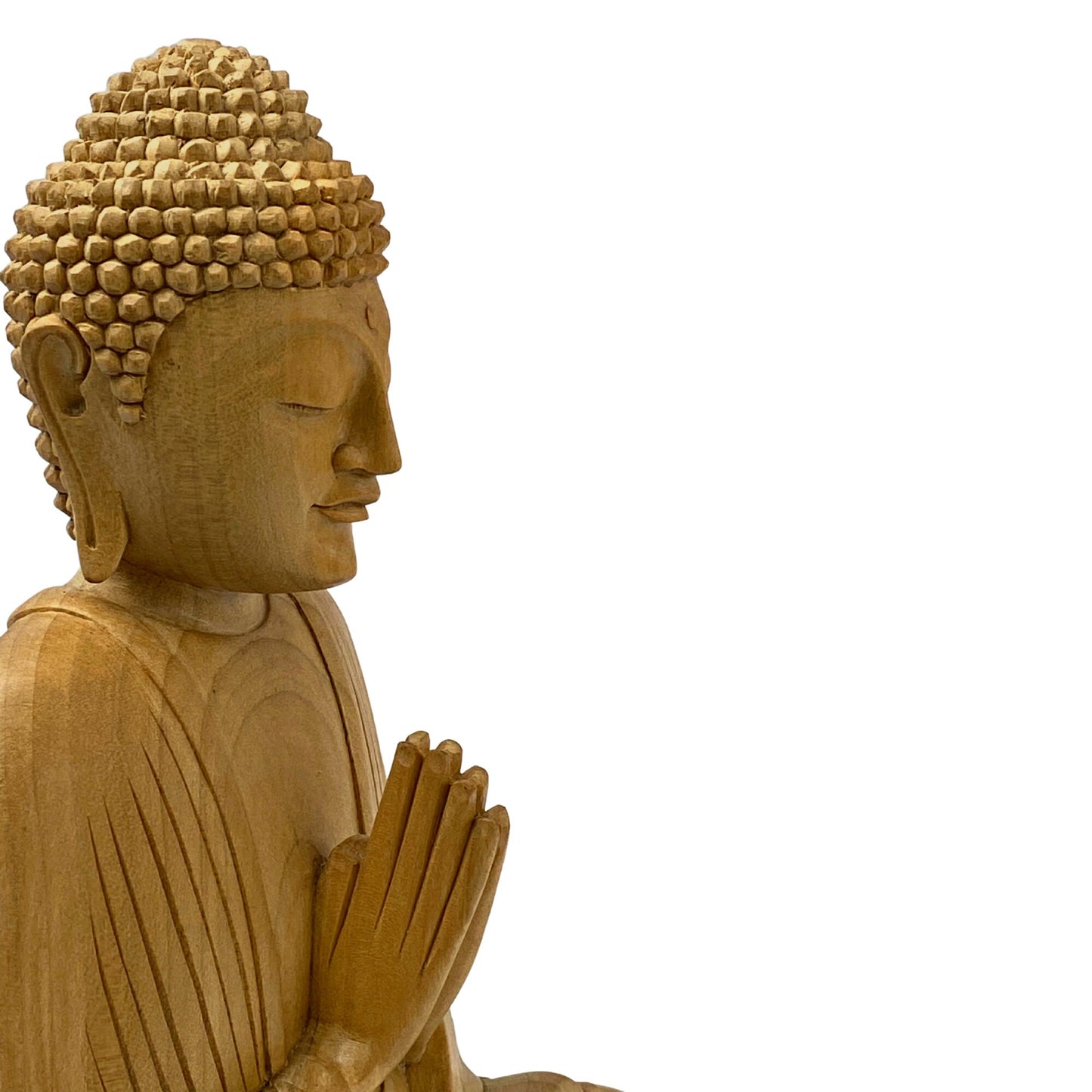 Namaste&#39; Blessing Buddha Lotus Pose Sculpture Handmade Hand Carved wood carving Statue Balinese Buddhist Art