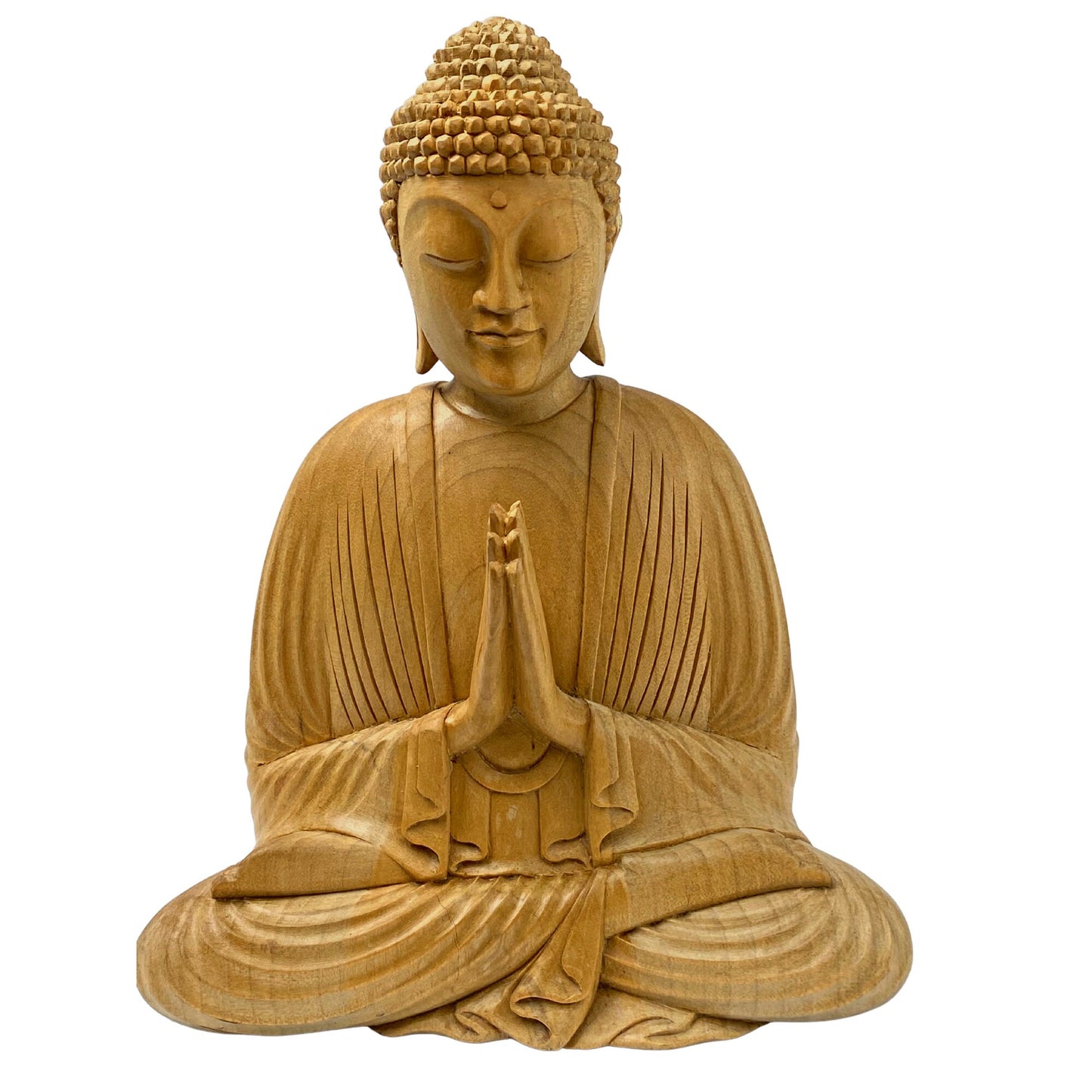 Namaste&#39; Blessing Buddha Lotus Pose Sculpture Handmade Hand Carved wood carving Statue Balinese Buddhist Art
