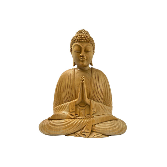 Namaste&#39; Blessing Buddha Lotus Pose Sculpture Handmade Hand Carved wood carving Statue Balinese Buddhist Art