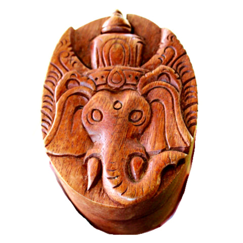 Ganesha Secret Puzzle Box Ganesh Elephant Trinket Box Jewelry gift box Stash Box hand carved wood Balinese Art