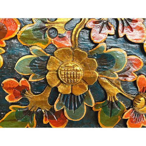 Balinese Lotus Panel architectural Relief Wood Carving Bali wall Art 39&quot;