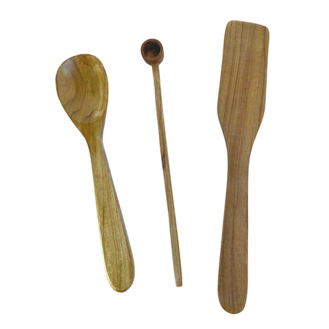 Teak Wood Spurtle Wooden Tasting Spoon Cooking Spoon Handmade Kitchen Gadget set Chef Tools