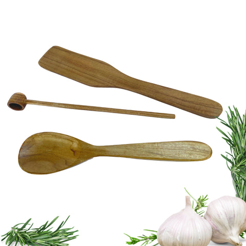 Teak Wood Spurtle Wooden Tasting Spoon Cooking Spoon Handmade Kitchen Gadget set Chef Tools