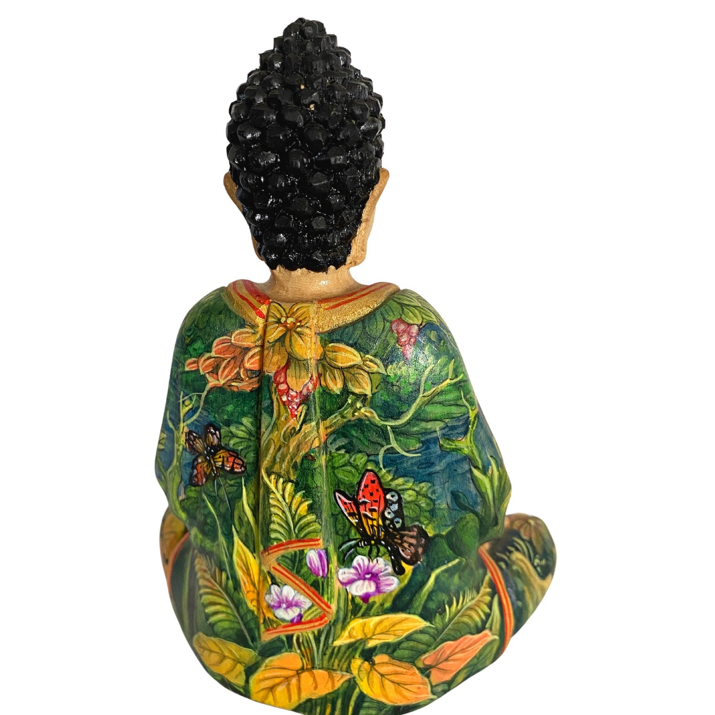 Meditating Buddha Statue Balinese Wood Carving Manidhari Mudra Statue Hand Painted Carved  Wood Sculpture Bali Art folkart