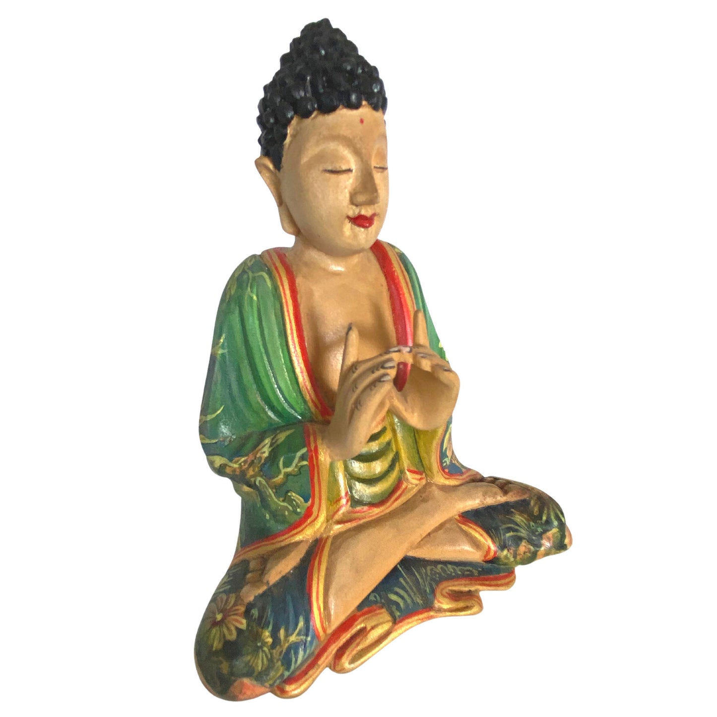 Meditating Buddha Statue Balinese Wood Carving Manidhari Mudra Statue Hand Painted Carved  Wood Sculpture Bali Art folkart