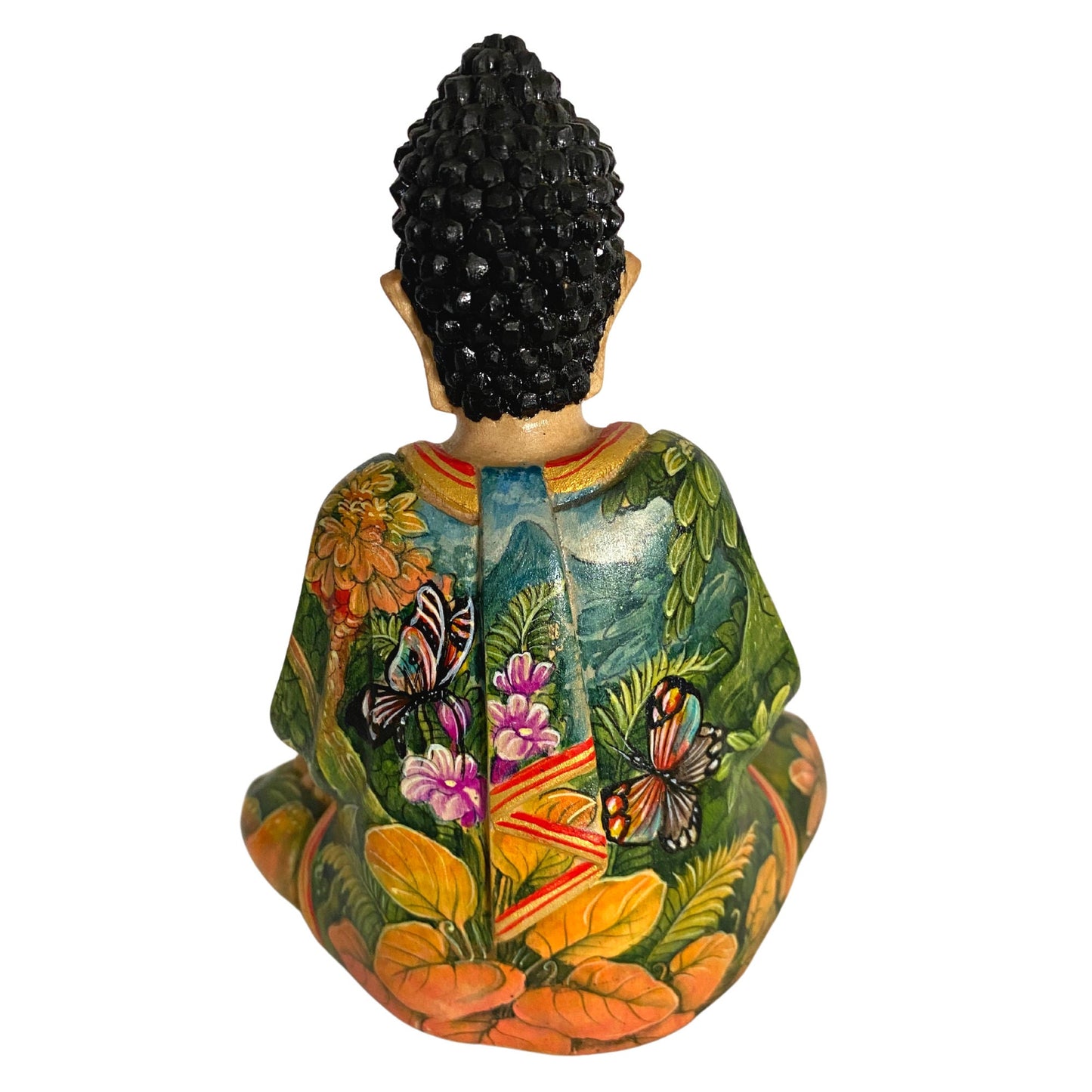 Meditating Buddha Manidhari Mudra Statue Hand Painted Wood Carving Sculpture Balinese Art