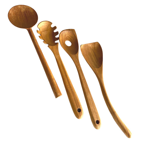 Wooden Spoon wood Ladle Pasta spoon Stir-fry Spatula Hand carved sustainable Teak Wood Kitchen tool Utensil