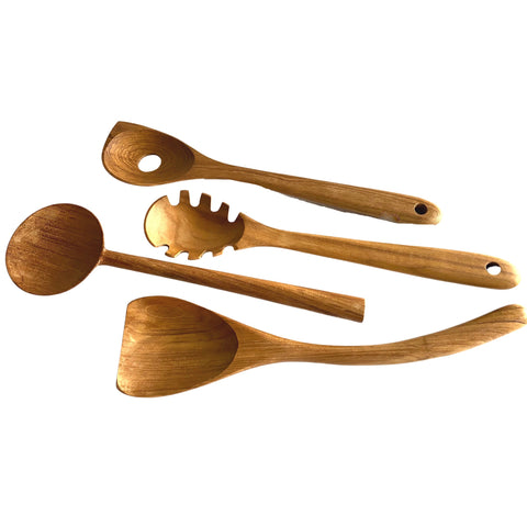 Wooden Spoon wood Ladle Pasta spoon Stir-fry Spatula Hand carved sustainable Teak Wood Kitchen tool Utensil