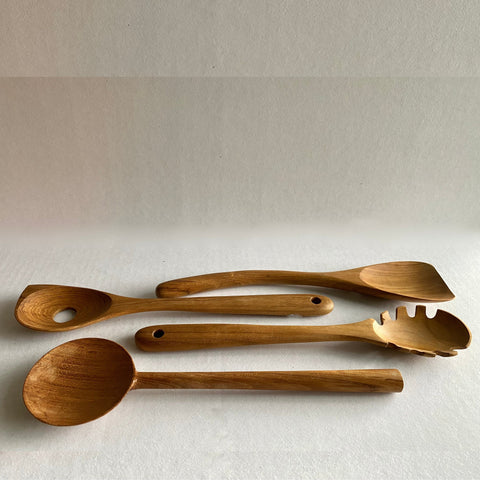 Wooden Spoon wood Ladle Pasta spoon Stir-fry Spatula Hand carved sustainable Teak Wood Kitchen tool Utensil