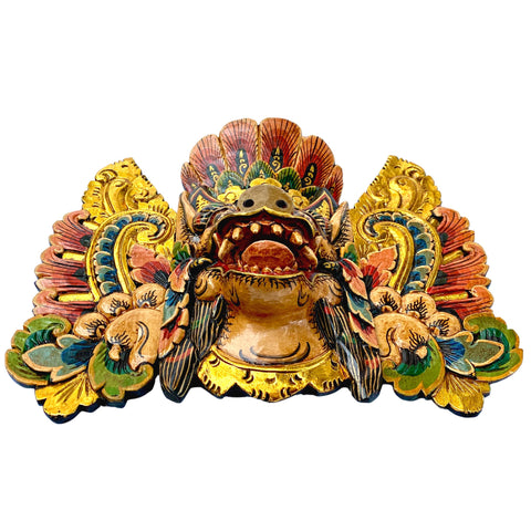 Balinese Barong Mask Bangkal Pig Boar Mask Protector Guardian Polychrome Hand Carved wood Carving Bali Folk Art Wall Decor