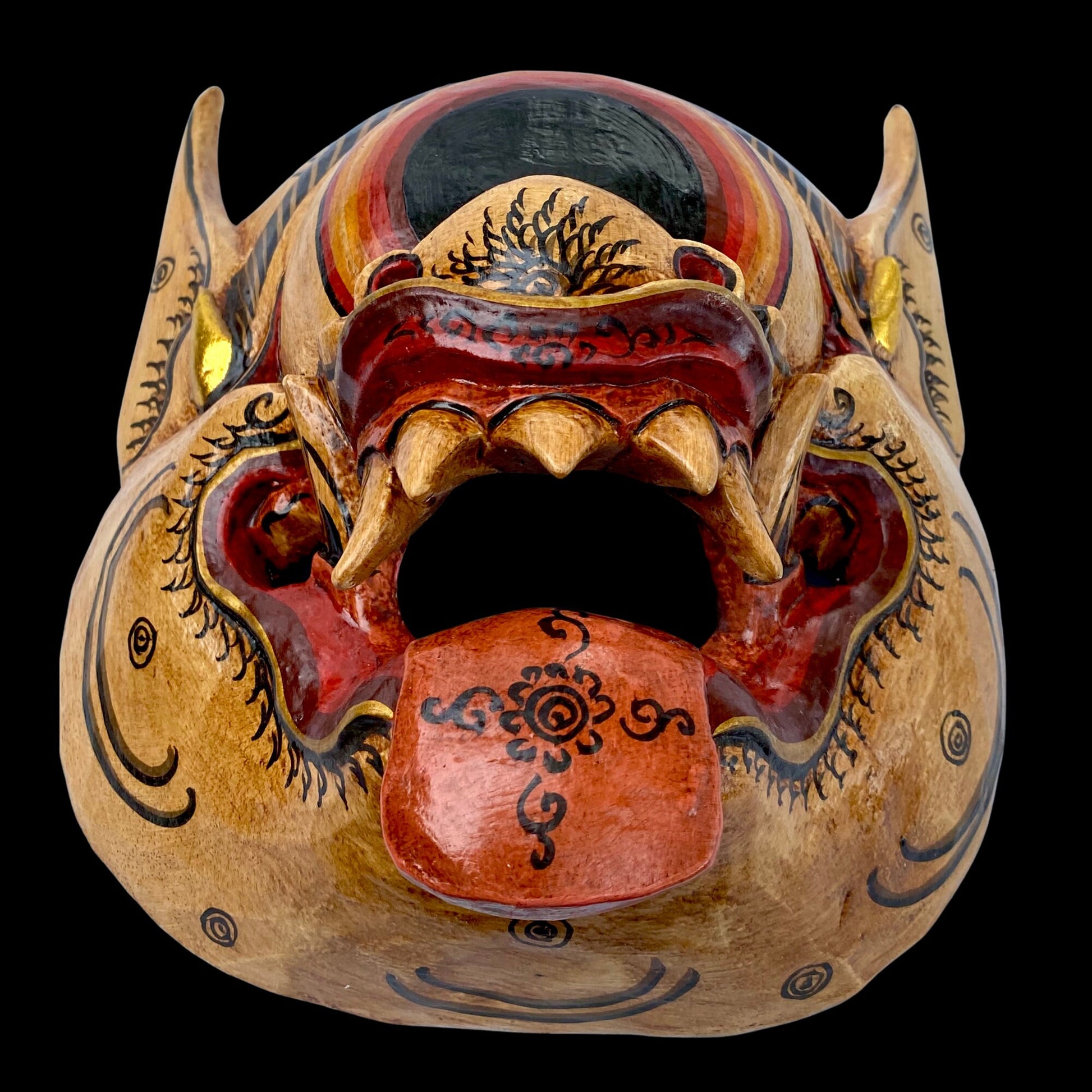 Balinese Mask Mata Besek Wooden Cyclops One Eyed Demon Monster Rakshasa Bali Folk Art Hand carved Wood Carving - Acadia World Traders