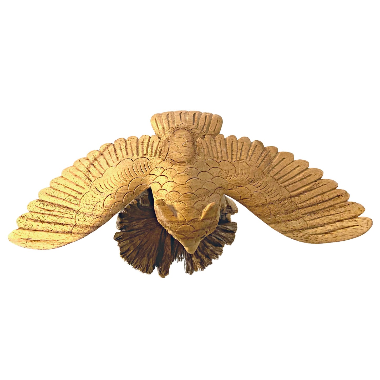 flying Owl Bird of Prey Sculpture Hand Carved Parasite Mushroom Wood Statue Bali art