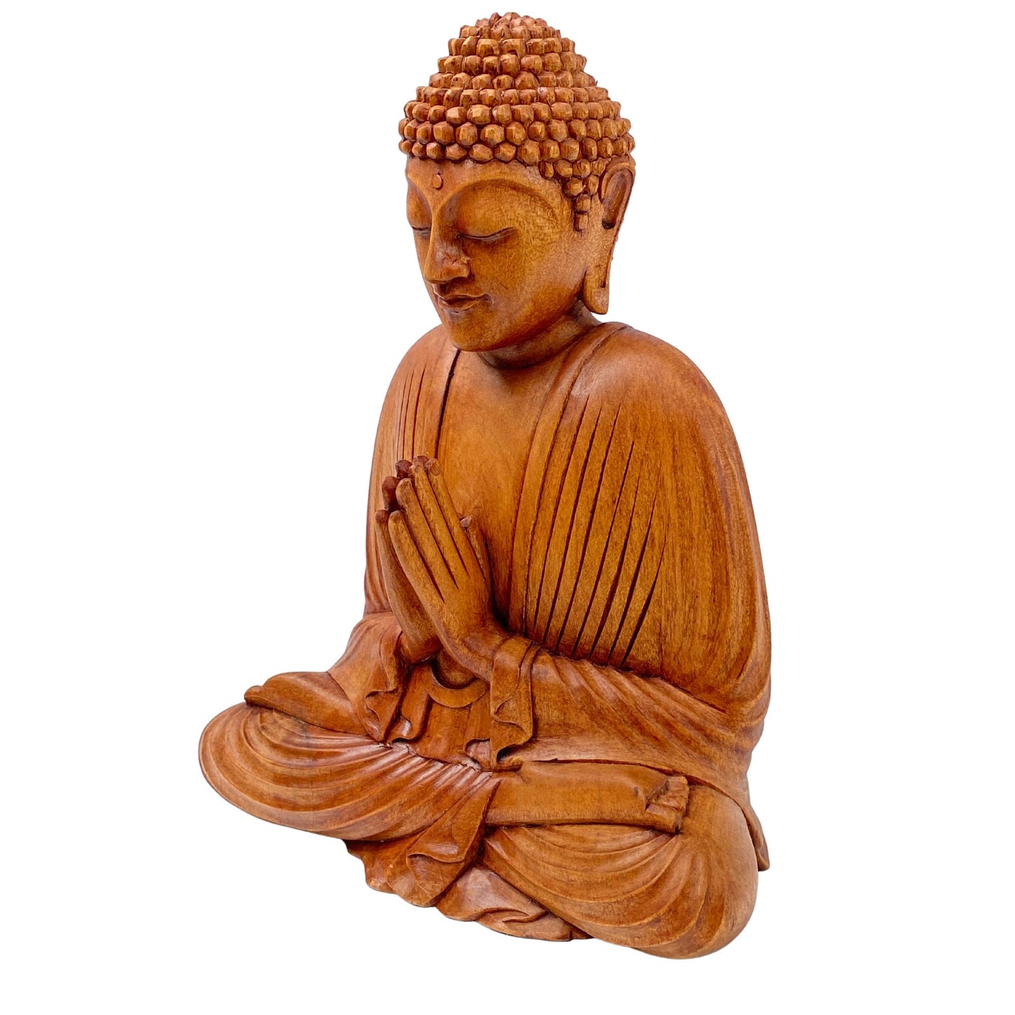 Namaste' Blessing Gautama Buddha Sculpture Handmade Hand Carved wood carving Statue Balinese Buddhist Art