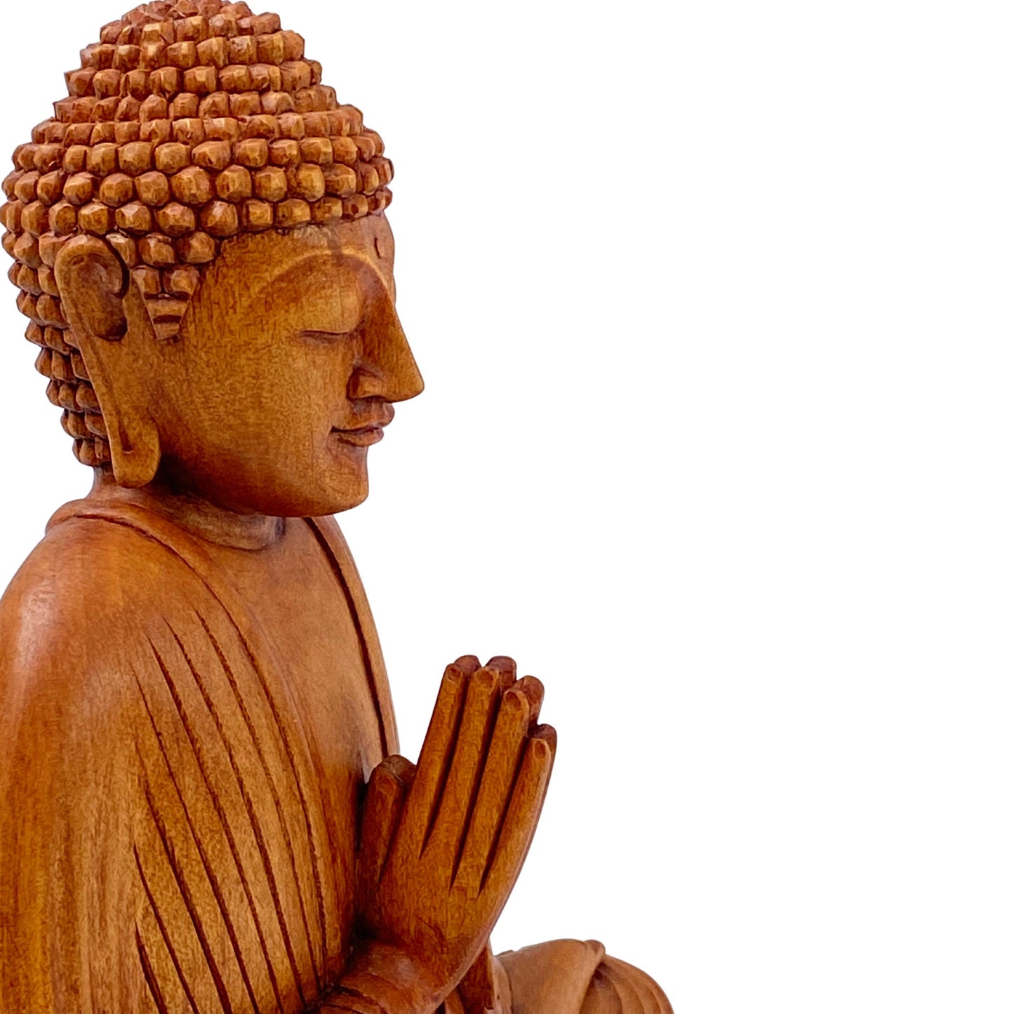 Namaste&#39; Blessing Gautama Buddha Sculpture Handmade Hand Carved wood carving Statue Balinese Buddhist Art