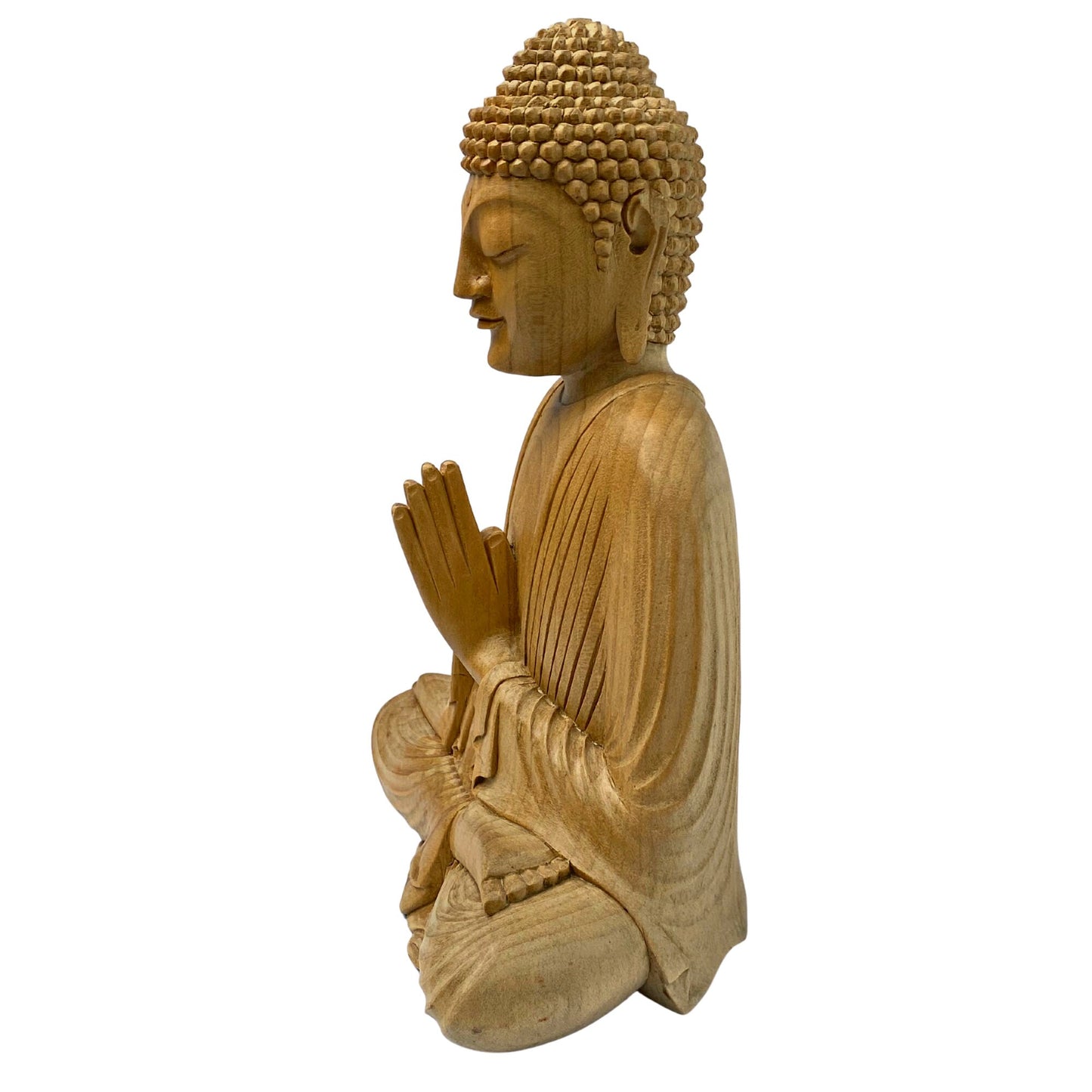 Namaste&#39; Blessing Buddha Lotus Pose Sculpture Handmade Hand Carved wood carving Statue Balinese Buddhist Art