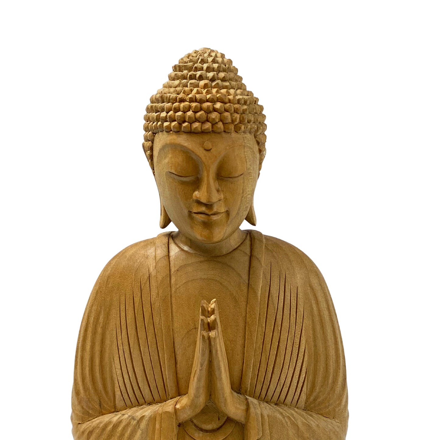Namaste&#39; Blessing Buddha Lotus Pose Sculpture Handmade Hand Carved wood carving Statue Balinese Buddhist Art