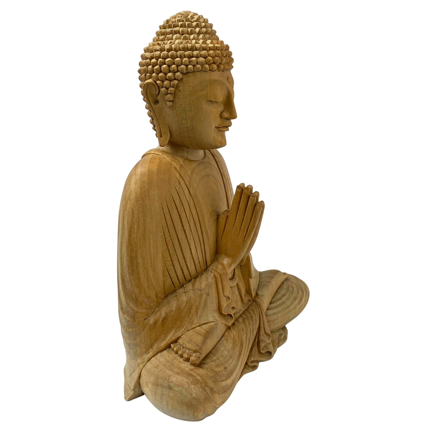 Namaste&#39; Blessing Buddha Lotus Pose Sculpture Handmade Hand Carved wood carving Statue Balinese Buddhist Art