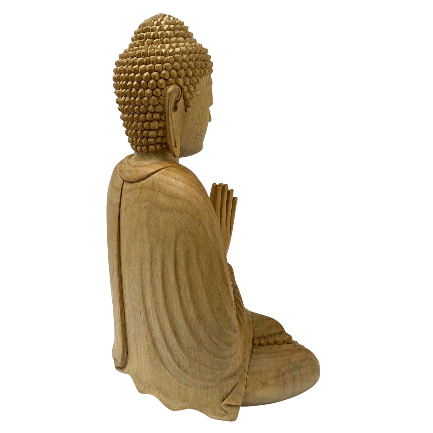 Namaste&#39; Blessing Buddha Lotus Pose Sculpture Handmade Hand Carved wood carving Statue Balinese Buddhist Art