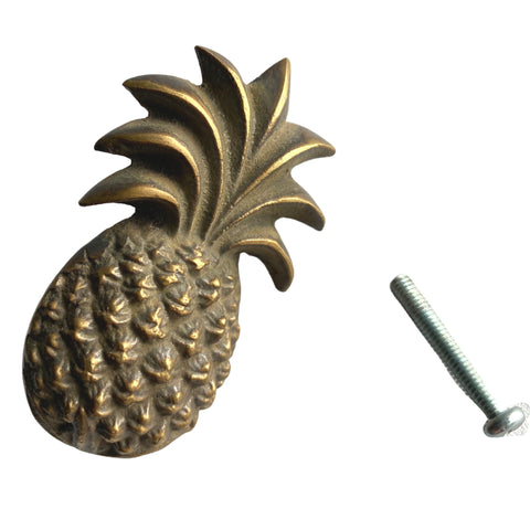 Tropical Pineapple Knob Solid Brass Drawer Pull Handle Hook Handcrafted Bali Jungelow decor