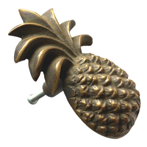 Tropical Pineapple Knob Solid Brass Drawer Pull Handle Hook Handcrafted Bali Jungelow decor