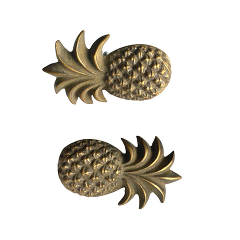 Tropical Pineapple Knob Solid Brass Drawer Pull Handle Hook Handcrafted Bali Jungelow decor