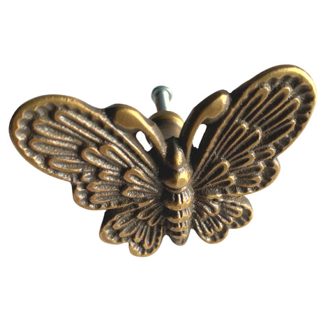 Butterfly Moth Brass Knob Drawer Pull Door Cabinet Handle Wall Hook Bali Art