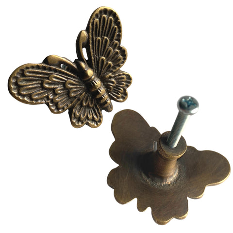 Butterfly Moth Brass Knob Drawer Pull Door Cabinet Handle Wall Hook Bali Art