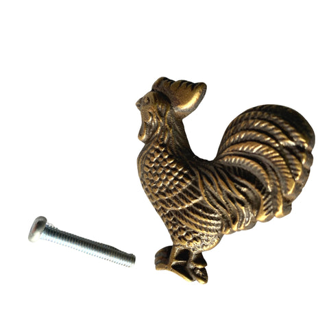 Brass Rooster Chicken Knob Cabinet Pull HOOK Handle Country Kitchen Farmhouse Decor