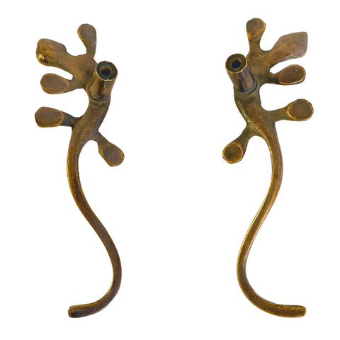 Lizard Gecko Salamander Reptile Brass Knob Drawer Pull Door Cabinet Handles Set of 2 handmade Bali Art