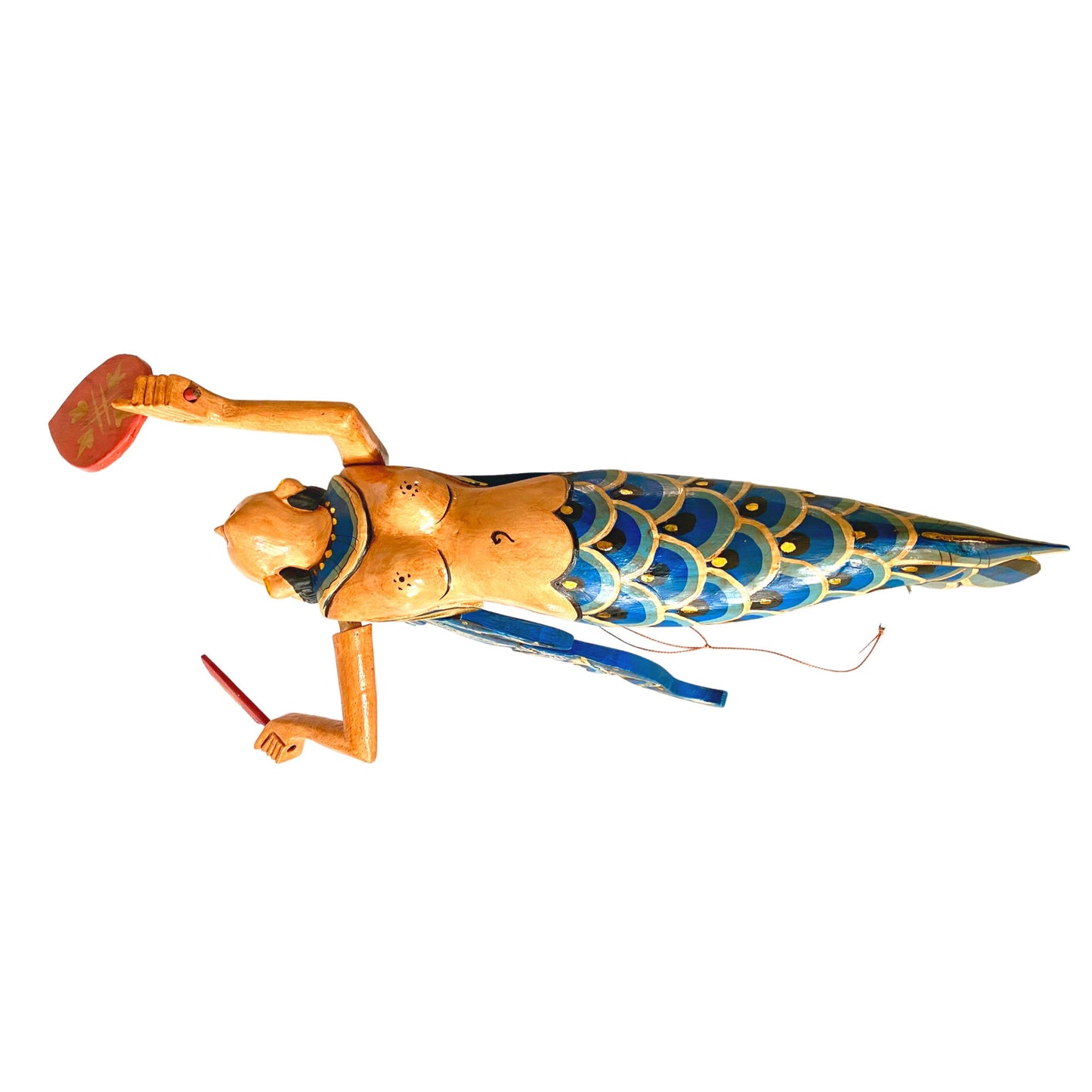 Flying Mermaid Goddess Spiritchaser Mobile, Hand Carved Wood Balinese Folk Art