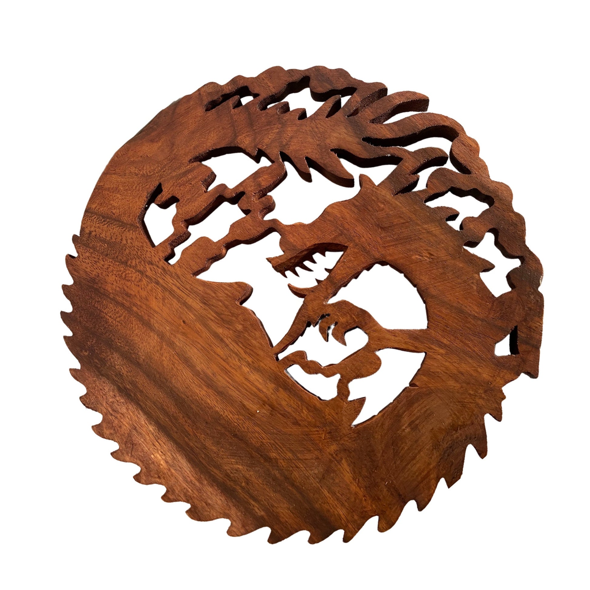 Naga Dragon & Crescent Moon Wall  Sculpture Panel Hand Carved Balinese art - Acadia World Traders