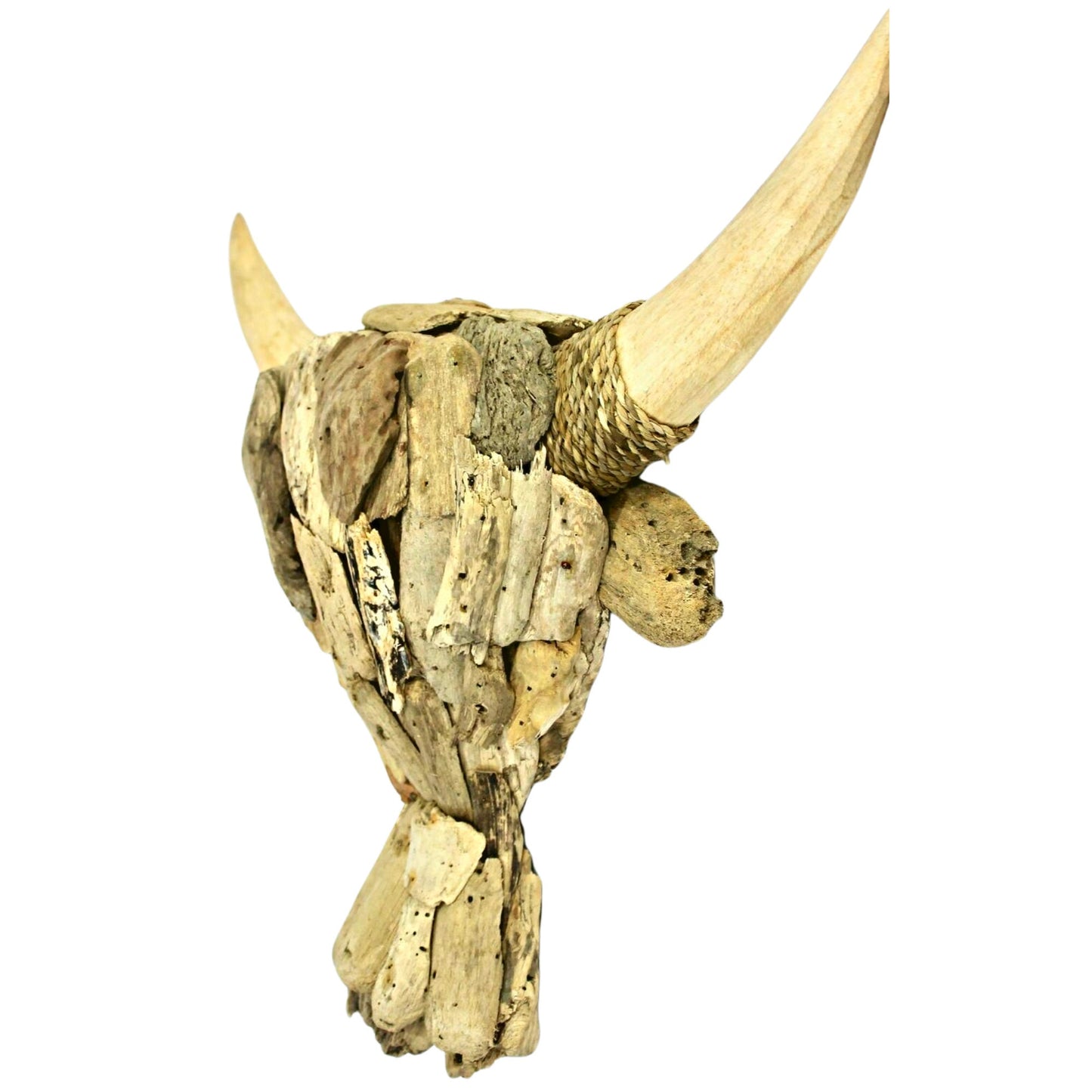 Rustic Bull Cow Steer Faux Vegan taxidermy Mount handmade Wall Art repurposed Driftwood Boho Farmhouse Lodge Decor  Bali art
