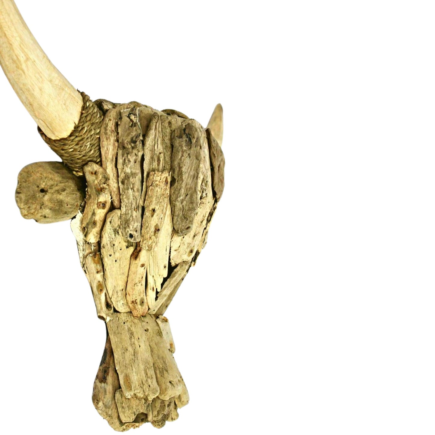 Rustic Bull Cow Steer Faux Vegan taxidermy Mount handmade Wall Art repurposed Driftwood Boho Farmhouse Lodge Decor  Bali art
