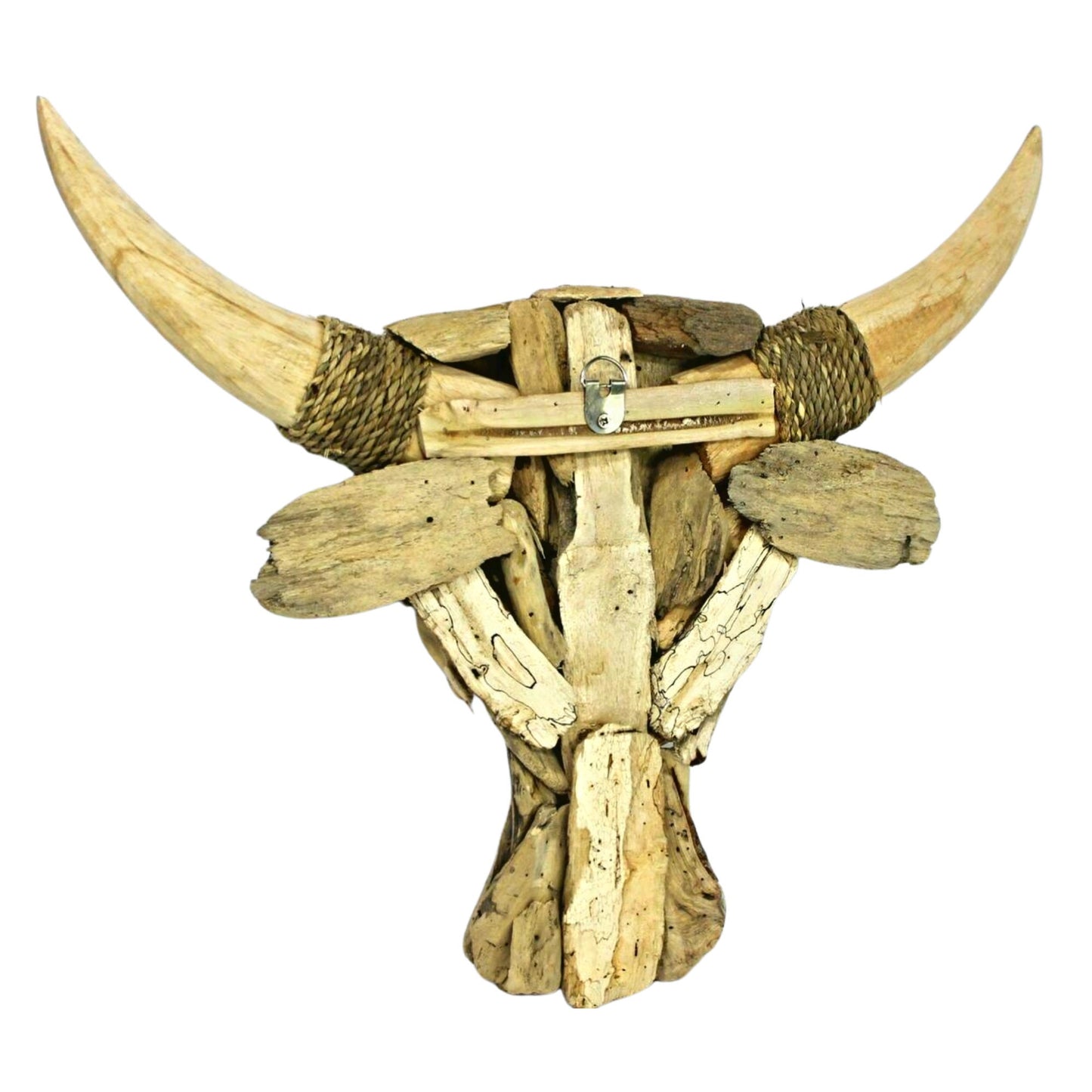 Rustic Bull Cow Steer Faux Vegan taxidermy Mount handmade Wall Art repurposed Driftwood Boho Farmhouse Lodge Decor  Bali art