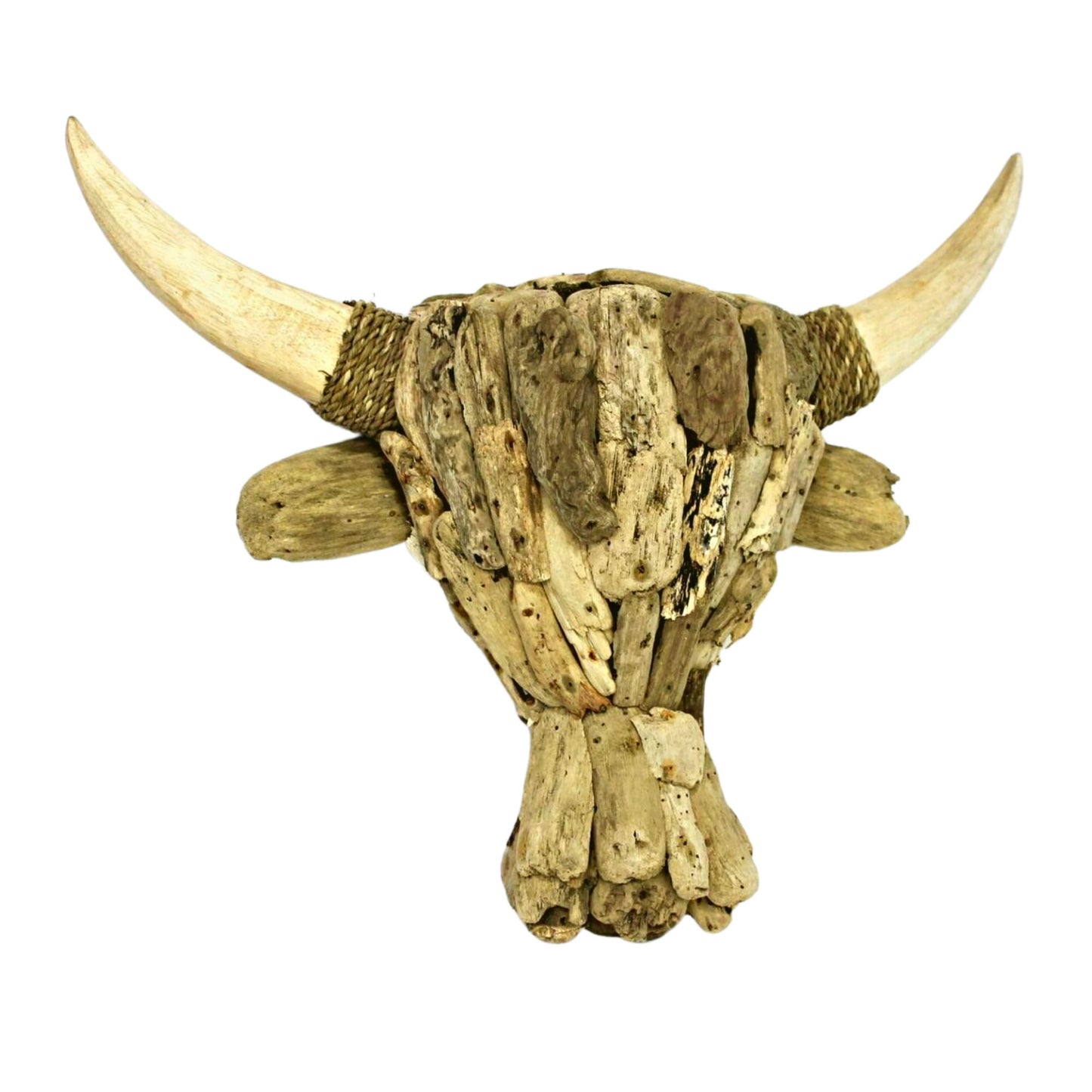 Rustic Bull Cow Steer Faux Vegan taxidermy Mount handmade Wall Art repurposed Driftwood Boho Farmhouse Lodge Decor  Bali art