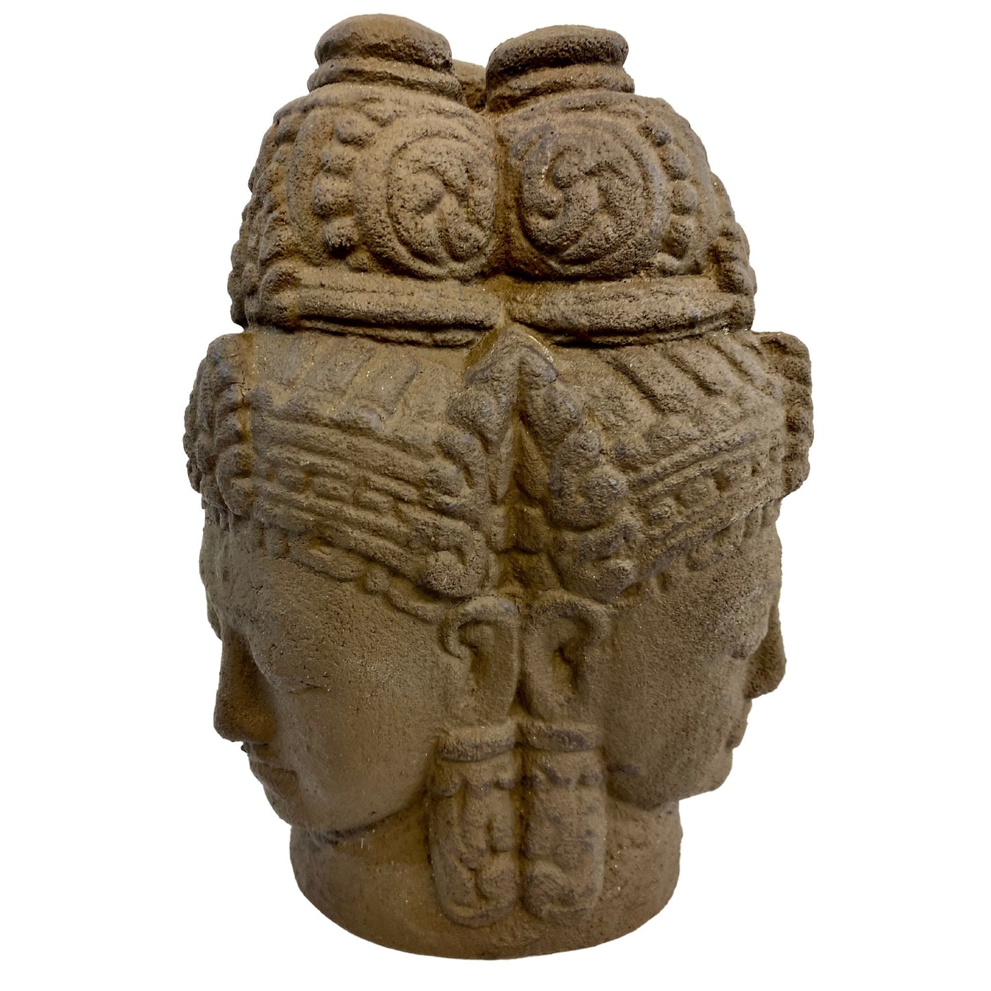 Trimurti Hindu Garden Statue: Handmade Cast Lava Stone Balinese Garden Sculpture