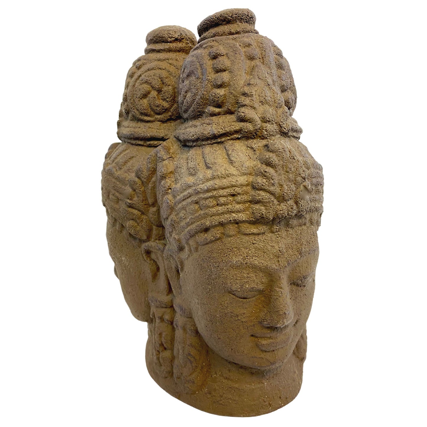 Trimurti Hindu Garden Statue: Handmade Cast Lava Stone Balinese Garden Sculpture